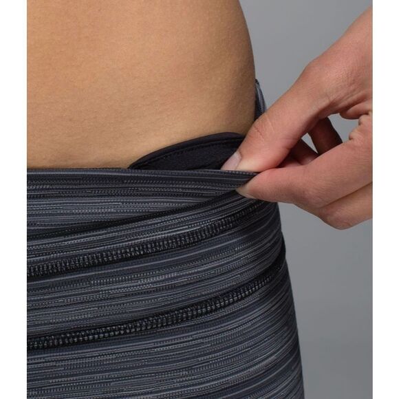 LULULEMON Women’s Cyber Stripe Deep Coal Black Run: Inspire Crop II (Mesh) Leggi - Picture 5 of 12